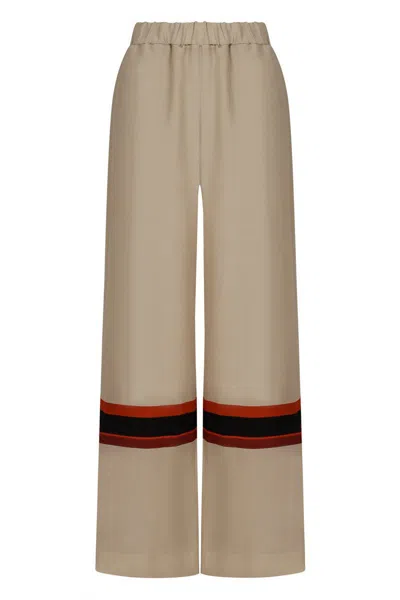 Raquel Diniz Linen And Silk Trousers In Beige