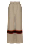 Raquel Diniz Linen And Silk Trousers With Wide Leg In Beige