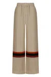 Raquel Diniz Linen And Silk Trousers With Wide Leg In Gray