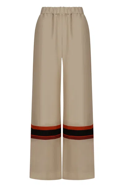 Raquel Diniz Linen And Silk Trousers In Sand