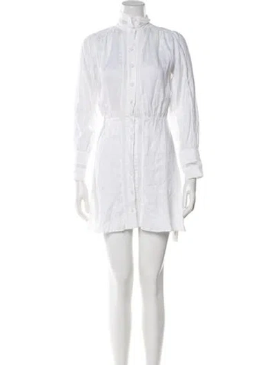 Pre-owned Raquel Diniz Linen Mini Dress In White