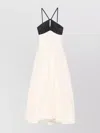 Raquel Diniz Long White And Black Linen And Silk Dress In Multi