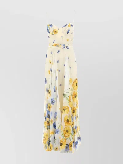 Raquel Diniz Long Dress Capri Empire Floral Maxi In Yellow