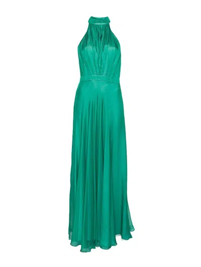 Raquel Diniz Long Dress In Green With Halterneck