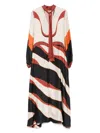 Raquel Diniz Long Dress In Multicolor Silk With Bow In Multicolour