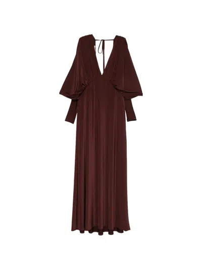 Raquel Diniz Long-sleeve Maxi Dress In Brown