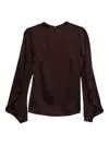 Raquel Diniz Satin Blouse With Flared Cuffs And Puff Sleeves In Brown
