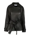 Raquel Diniz Long-sleeved Leather Jacket In Black