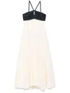 Raquel Diniz Long White And Black Linen And Silk Dress In White