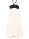 Shop Raquel Diniz Long White And Black Linen And Silk Dress