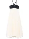 Raquel Diniz Long White And Black Linen And Silk Dress In White