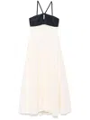Raquel Diniz Long White And Black Linen And Silk Dress In White
