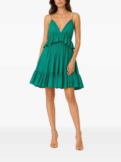 Raquel Diniz Lory Ruffled Tiered Mini Dress In Green