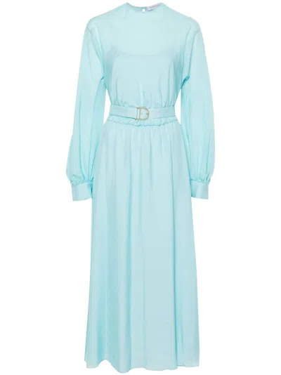 Raquel Diniz Marta Chiffon Midi Dress In Blue