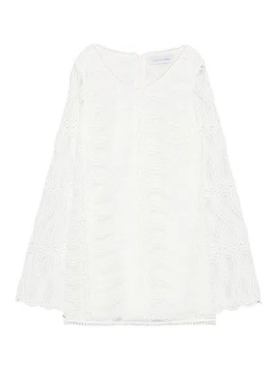 Raquel Diniz Mini Dress With Crochet Embroidery White