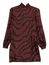 Raquel Diniz A-line Turtleneck Mini Dress With Long Sleeves In Multi