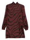 Raquel Diniz A-line Turtleneck Mini Dress With Long Sleeves In Multi