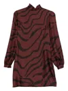 Raquel Diniz A-line Turtleneck Mini Dress With Long Sleeves In Multi