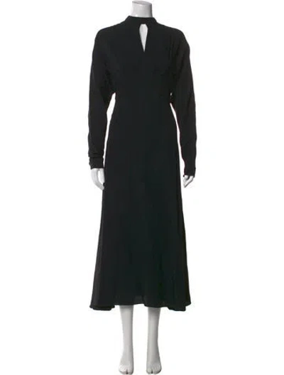 Pre-owned Raquel Diniz Mock Neck Long Dress In Black