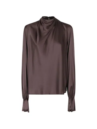 Raquel Diniz Moona Draped-neck Blouse In Transparent