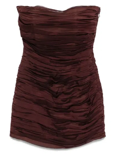 RAQUEL DINIZ NEW AMBRA STRAPLESS PLEATED SHORT DRESS