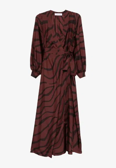RAQUEL DINIZ NEW AURORA ZEBRA PRINT MAXI WRAP DRESS