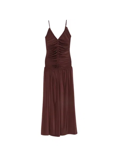 Raquel Diniz New Eva Ruched Sleeveless Maxi Dress In Brown