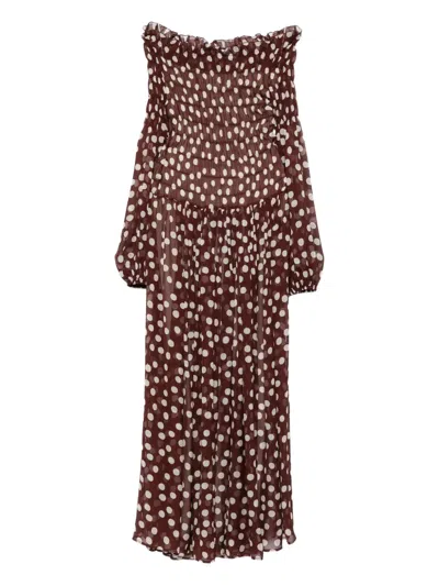 Raquel Diniz Off-shoulder Dress In Brown