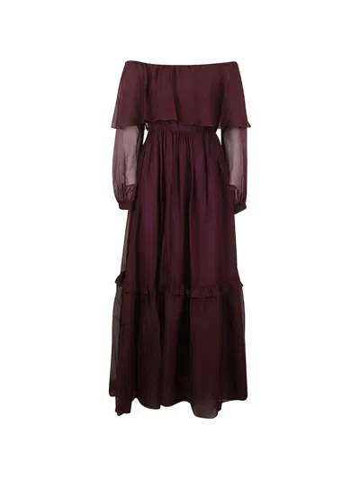 Raquel Diniz Off-shoulder Ruffled A-line Maxi Dress In Red
