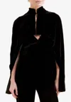 Raquel Diniz Palmas Silk-velvet Short Cape In Black