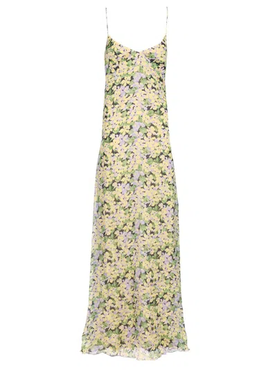 Raquel Diniz Pam Long Dress Chiffon Stampato In Wildflower Blossom