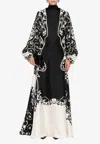 Raquel Diniz Floral Silk Kaftan Balloon Sleeves In Black