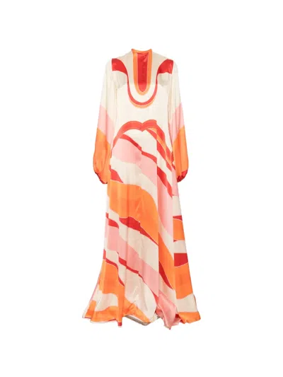 Raquel Diniz Parana'rn Abstract-print Tie-neck Maxi Dress In Multi