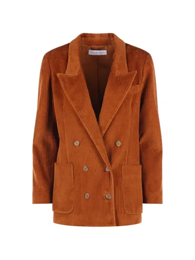 Raquel Diniz Penelope Double-breasted Corduroy Jacket In Orange