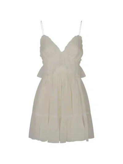Raquel Diniz Ruffled-trim Tiered Mini Dress In White