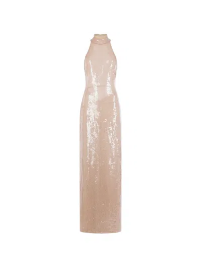Raquel Diniz Sequin Open-back Maxi Dress In Nude