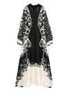 Raquel Diniz Floral Silk Kaftan Balloon Sleeves In Black