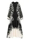 Raquel Diniz Floral Silk Kaftan Balloon Sleeves In Black