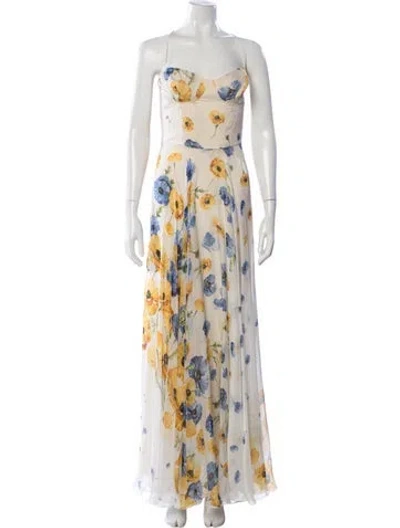 Pre-owned Raquel Diniz Silk Long Dress In Neutral