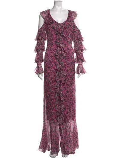 Pre-owned Raquel Diniz Silk Long Dress In Purple
