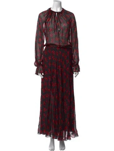 Pre-owned Raquel Diniz Silk Long Dress In Red