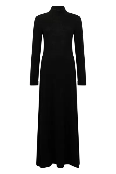 Raquel Diniz Elegant Long Dress With High Collar In Black
