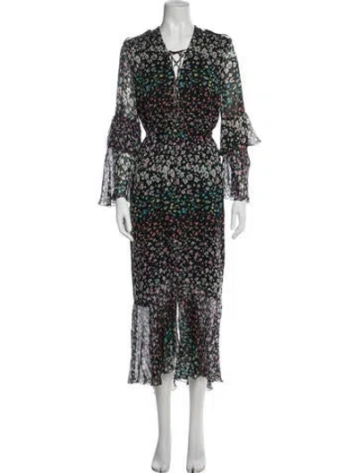 Pre-owned Raquel Diniz Silk Midi Length Dress In Black