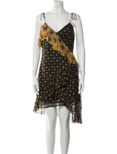 Pre-owned Raquel Diniz Silk Mini Dress In Multi