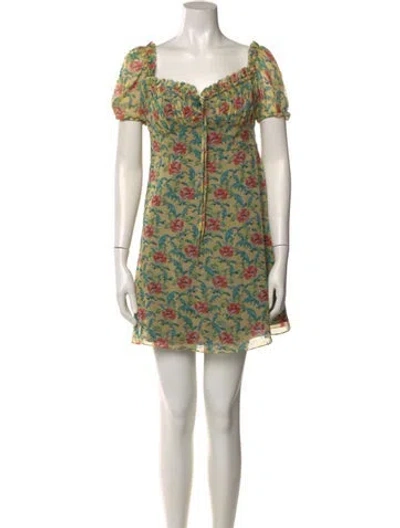 Pre-owned Raquel Diniz Silk Mini Dress In Yellow