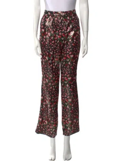 Pre-owned Raquel Diniz Silk Straight Leg Pants In Multi