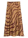 Raquel Diniz Wave-print Midi Skirt In Brown