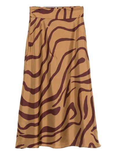 RAQUEL DINIZ RAQUEL DINIZ ZEBRA SILK MIDI SKIRT
