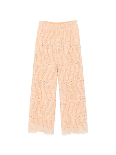 Raquel Diniz Sofia Lace Scalloped-hem Palazzo Pants In Pink