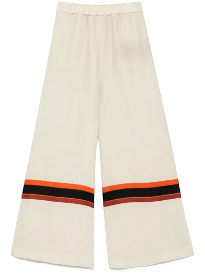 Raquel Diniz Sofia Palazzo Pants In Ivory Linen In Beige